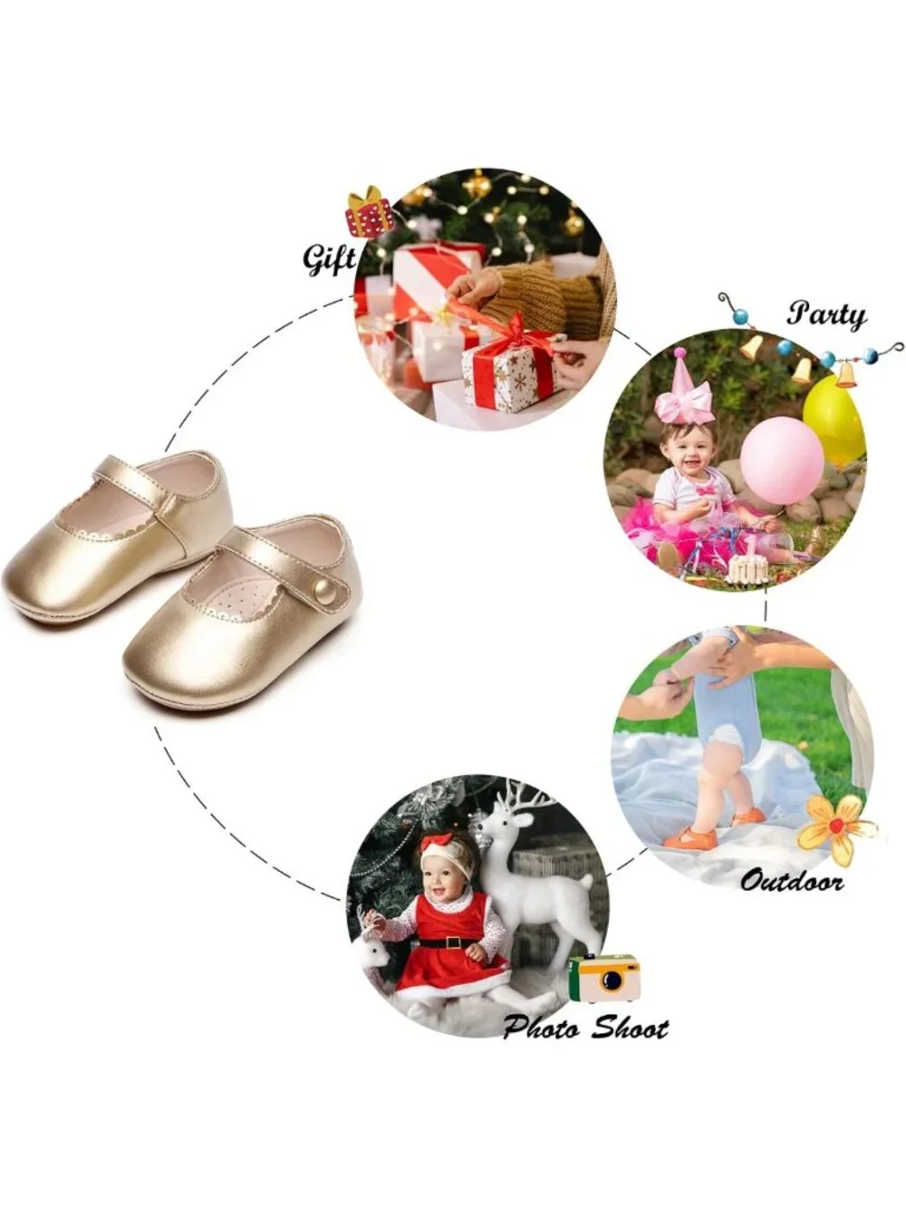 Soft Sole Infant Walking Shoes - Baby Moccasins with Rubber Sole, Crib Shoes